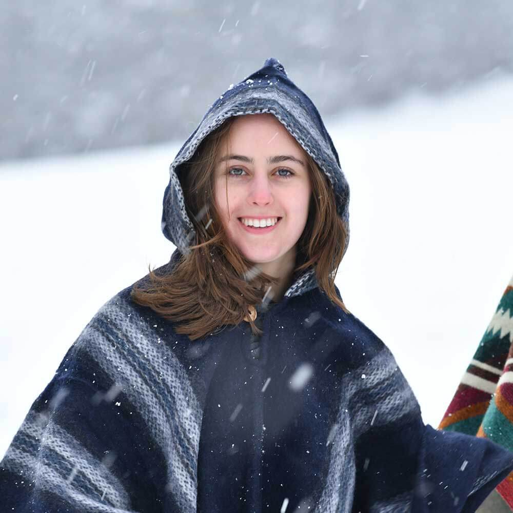 Alpaca Poncho Blue - Made in Ecuador