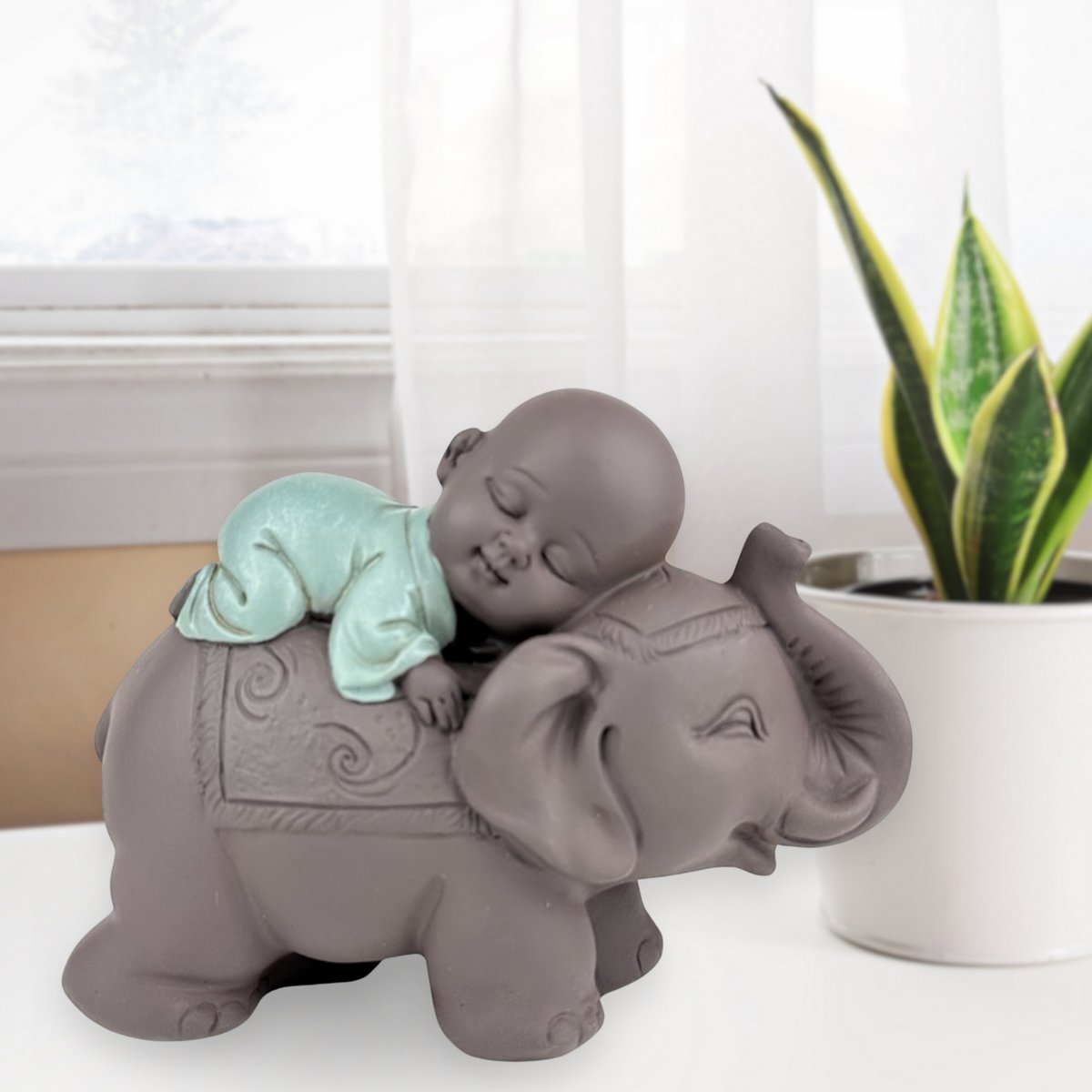 Figurka Buddy – Słoń Bonze – Dekoracja Zen i Feng Shui – Duchowa i zrelaksowana atmosfera – Dekoracyjny pomysł na prezent