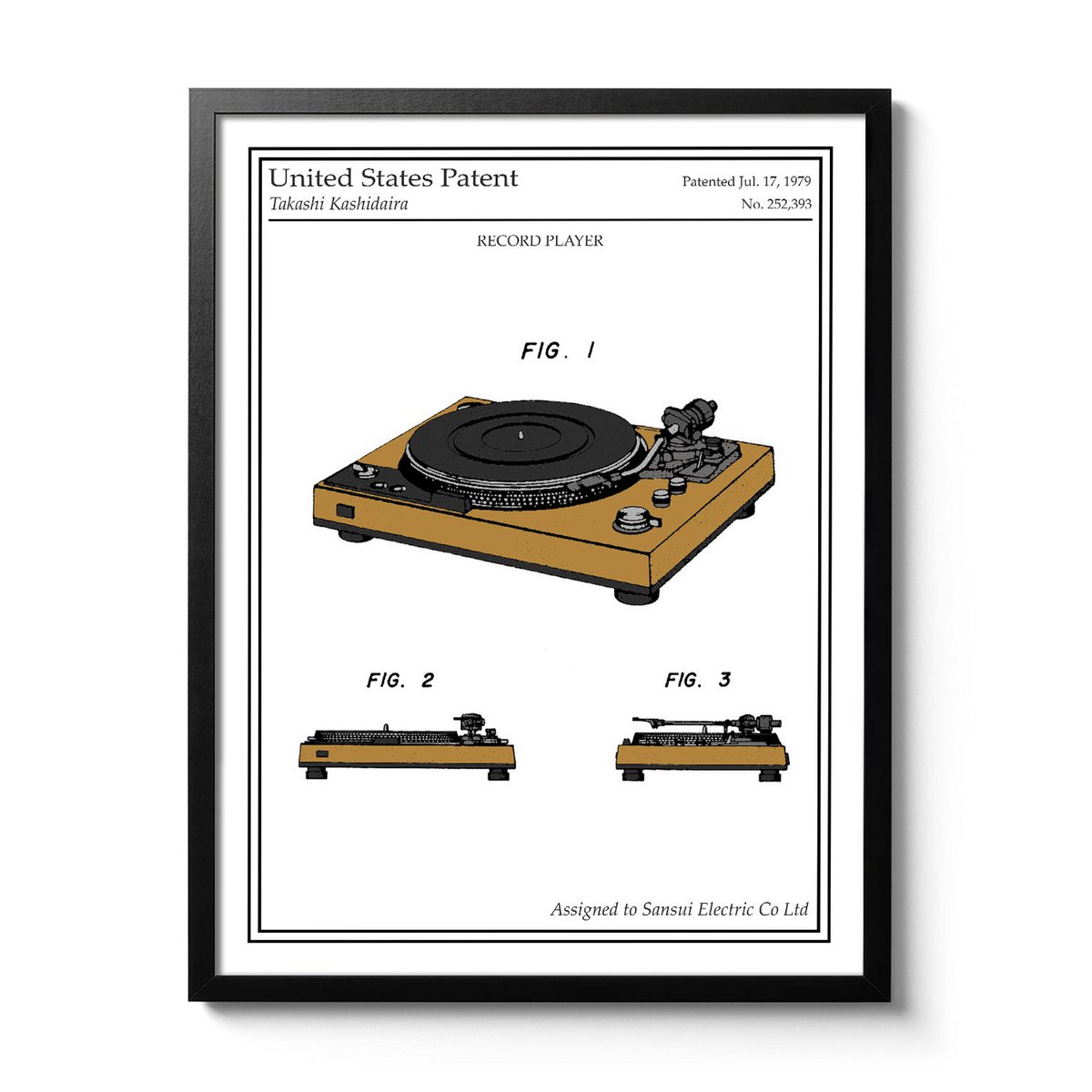 Poster di brevetto a colori per giradischi in vinile