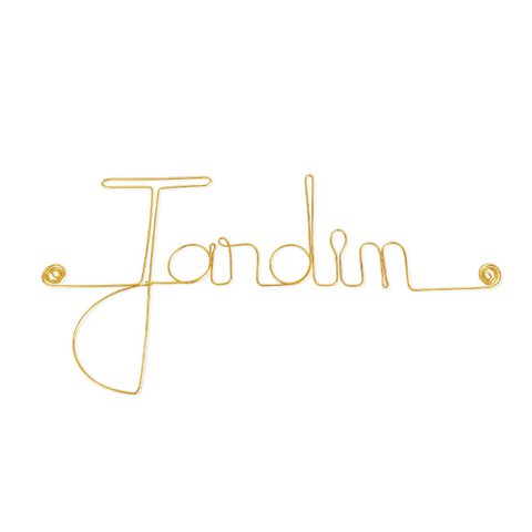 Wall Decoration - Word in Golden Brass Wire "Garden" - to pin on a door - Wall Jewelry