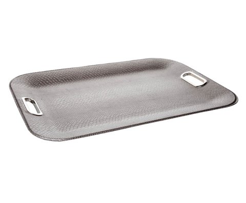 Tablet rechthoekig platte handvat Croco taupe synthetisch leer