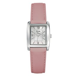 La Rectangle Dameur Pastel pink læderrem med sølv baggrund