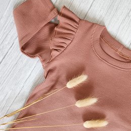 Ruffle Longsleeve Rib Jersey Clayrose