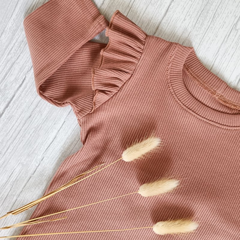 Ruffle Longsleeve Rib Jersey Clayrose