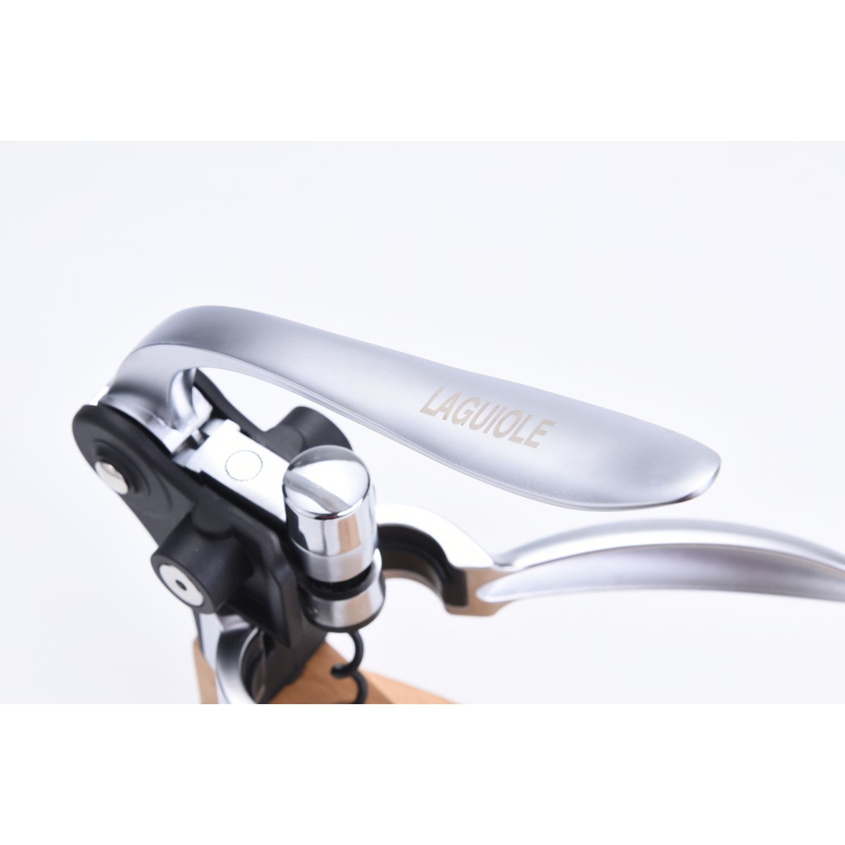 LAGUIOLE CORKSCREW WITH CORKSCREW ON ZELCOVA WOODEN BASE