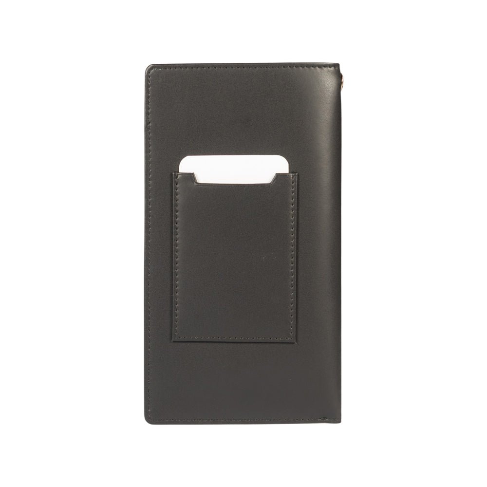 RB1087A | Brillen-/Smartphone-Halter mit Schultergurt, hergestellt in Italien aus echtem, glattem, mattem Leder. Schwarze Farbe