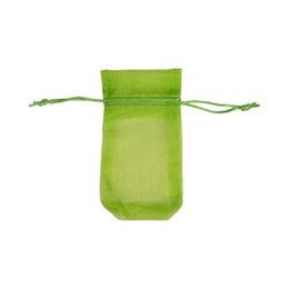  Light green chiffon drawstring gift bag, small size, sheer fabric, elegant packaging pouch