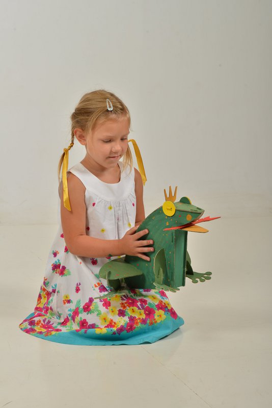 Maqueta de rana, juguete de cartón para construcción y pintura, bricolaje, 3D, blanco, 6+ años