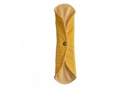 Washable night sanitary napkin in various patterns including Chanvre, Plumetis Jaune, Plumetis Ciel, Romantique, Molleton Bio, and Liberty. Soft, comfortable, and eco-friendly.