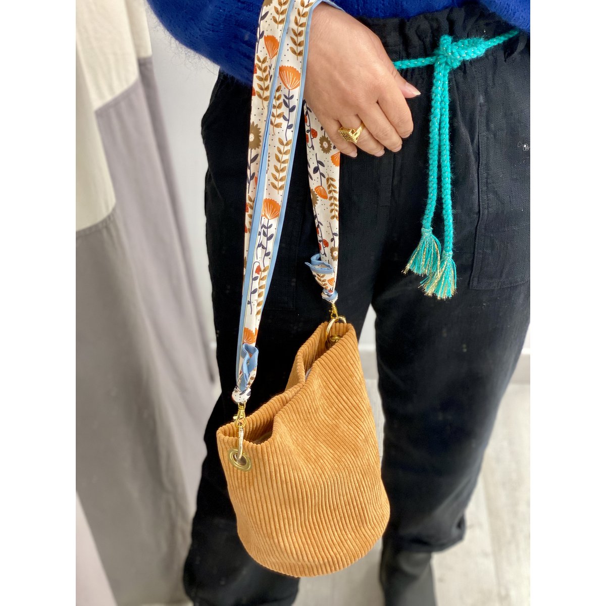 Sac Seau VELOURS CÔTELÉ ORANGE