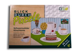 Gennemblikspuslespil: Schwarzwald-kage | Flerlags træpuslespil til hele familien | Gave til Schwarzwald elskere