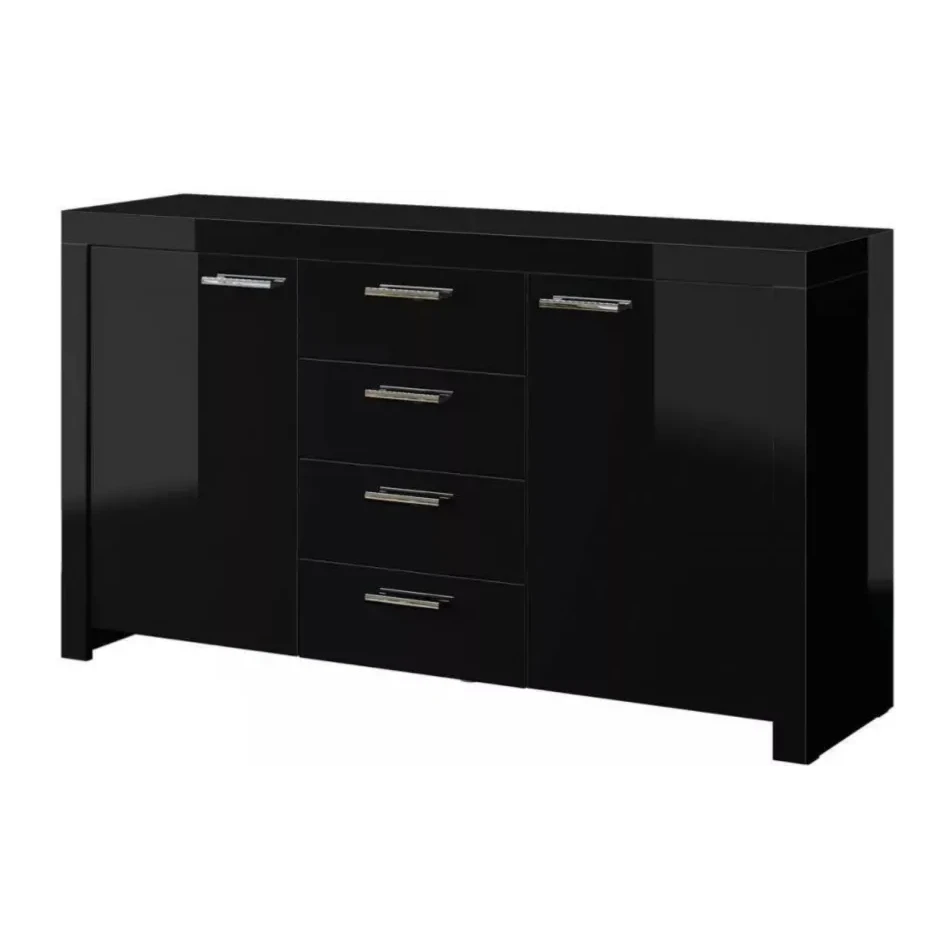 Neuliac Sideboard schwarzer Glanzschwarzschwarz Hochglanz