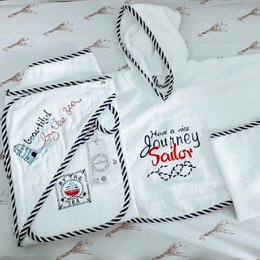 Set poncho per neonato in cotone biologico Sailor