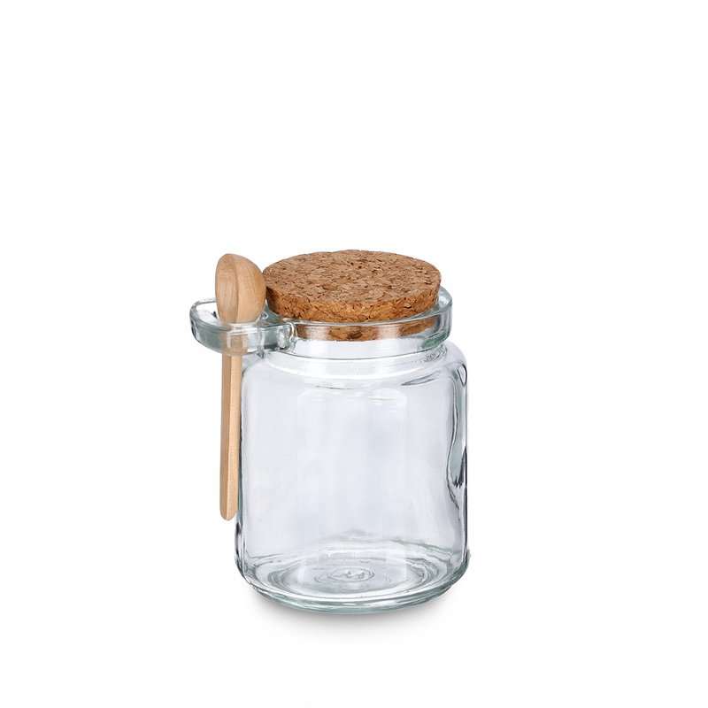 Storage jar with spoon and cork lid, 240 ml