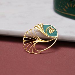 broche magnético art nouveau - palmeta esmeralda