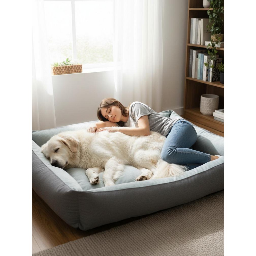 Dog Bed for Large and Extra Large Dogs | XXXL 37×51×8 inches (95×130×20 cm) | Removable Sofa-Style Bed made of Soft and Warm Velvet | Ideal for Large and Giant Breeds | Padded, Warm, and Comfortable Winter Bed | Perfect for Maximum Rest and Comfort