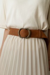 Cinturón mujer de piel serraje con hebilla estilo vintage FD450