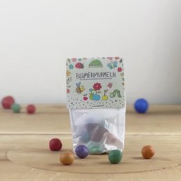 5er Blumenmurmeln im Pergaminbeutel (DE, EN, ES, FR)