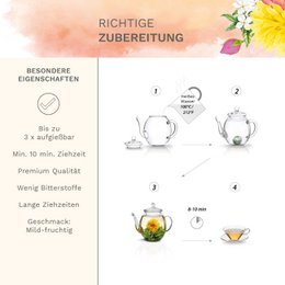 ErblühTea geschenkdoos in modern bloemmotief - witte thee-editie (6 verschillende soorten)
