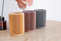 Earth Tone Round Ripple Organizer – Modern Geometric Storage Solution for Desk, Office, or Home Décor, Makeup Brush Holder, Office Desk Deco