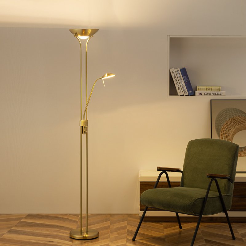 Lampadaire LED Uplight R7s + G9 de Home Sweet Home - Or Classique/Bronze