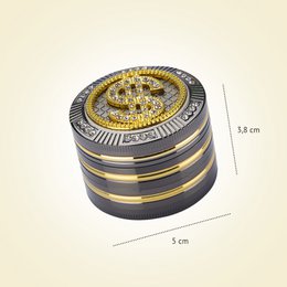 Młynek magnetyczny - Młynek do tytoniu i ziół aromatycznych - 4 części - Młynek do przypraw - Diamentowe zęby - 50 mm - Ze skrobakiem - Konstrukcja w kształcie dolara