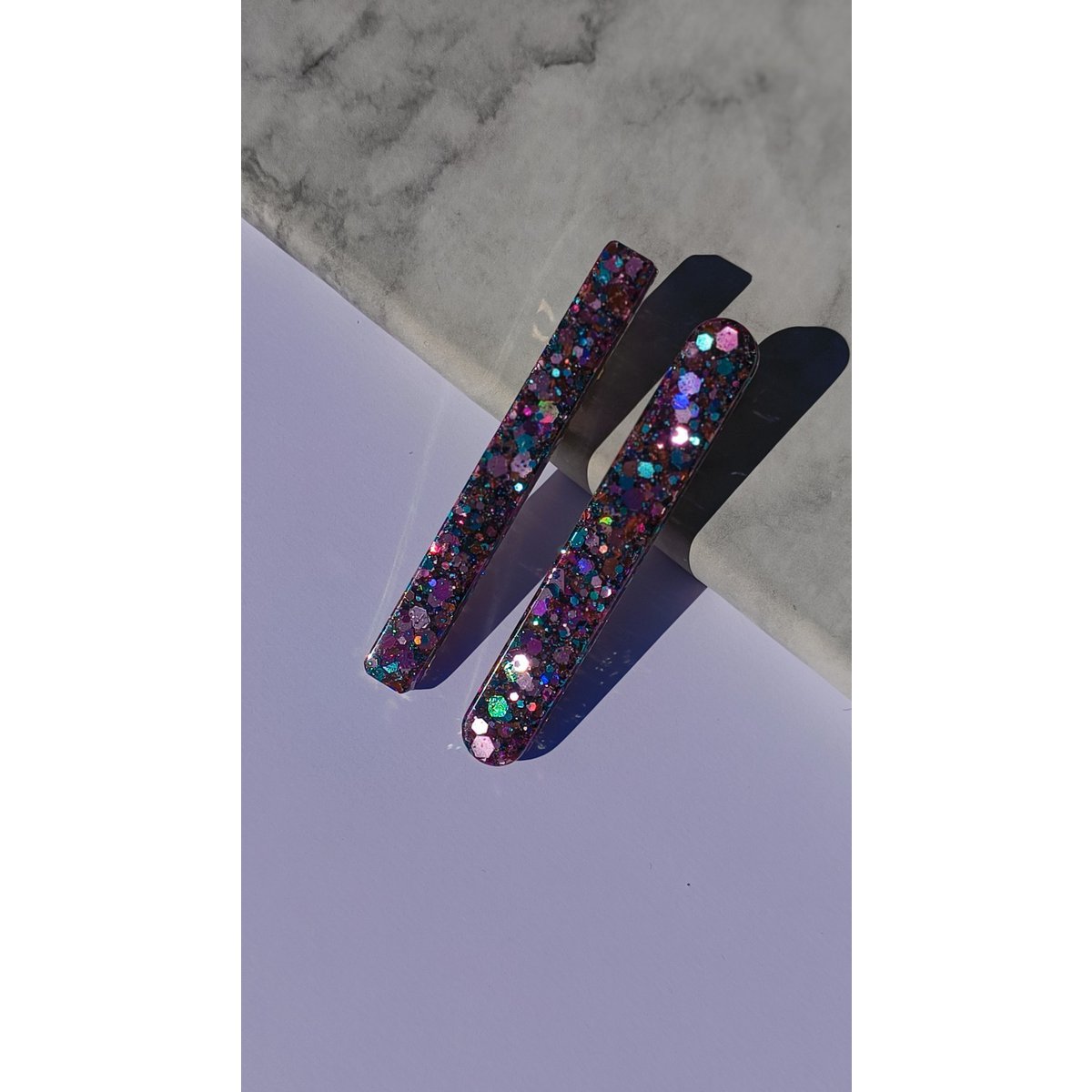 ⋒ pacchetto di clip per capelli in resina - farfalla glitter (8 articoli) ⋒