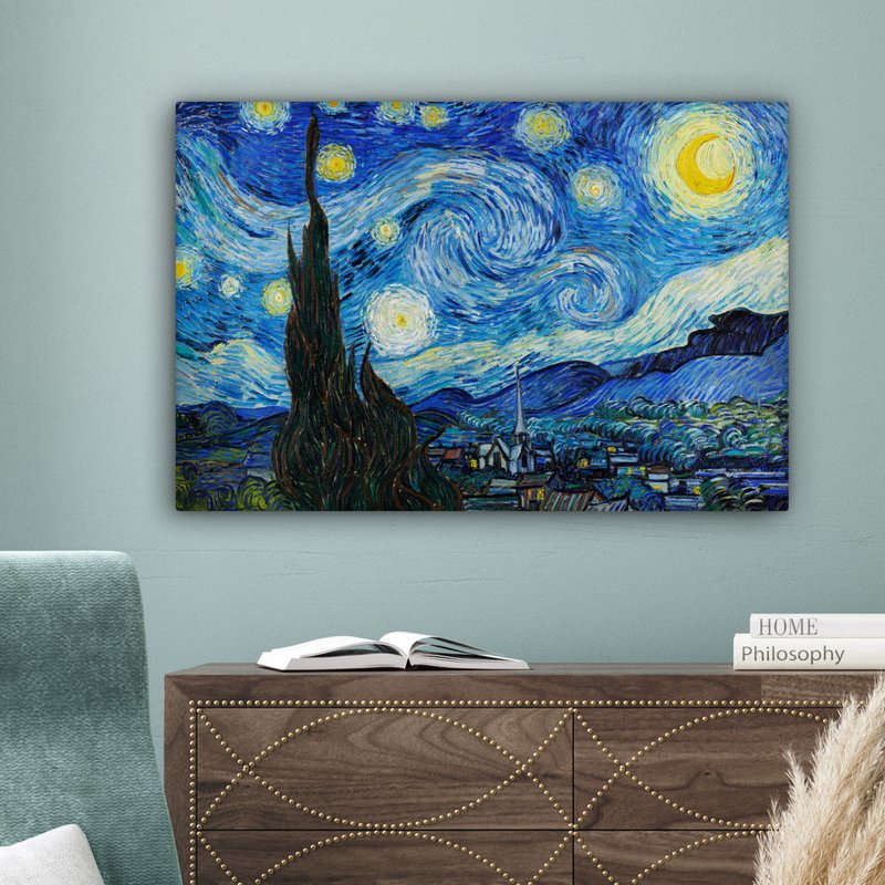 Canvas Maleri - Wall Decoration - De Sterrennacht - Vincent Van Gogh