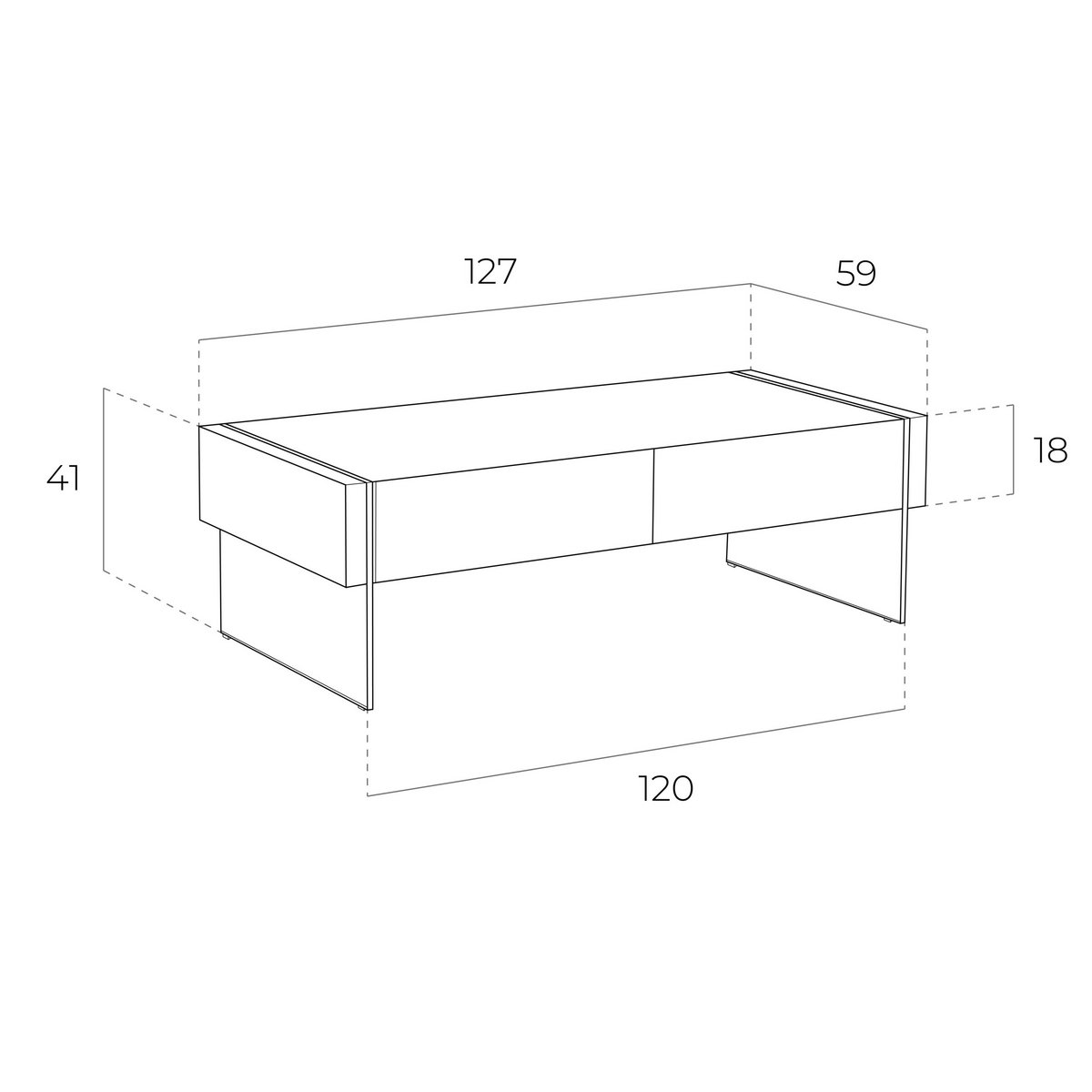 Walnut wood coffee table and tempered glass