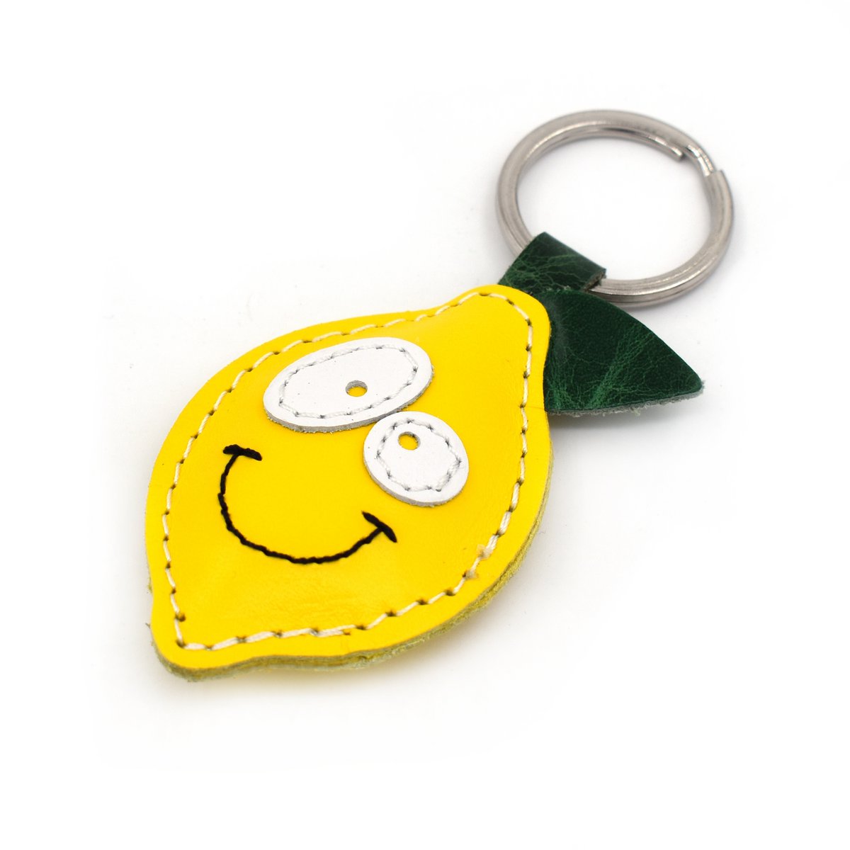 Leren Sleutelhanger Geel Citroen Handgemaakt