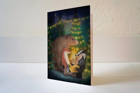 Kerstkaart Boek lezen
