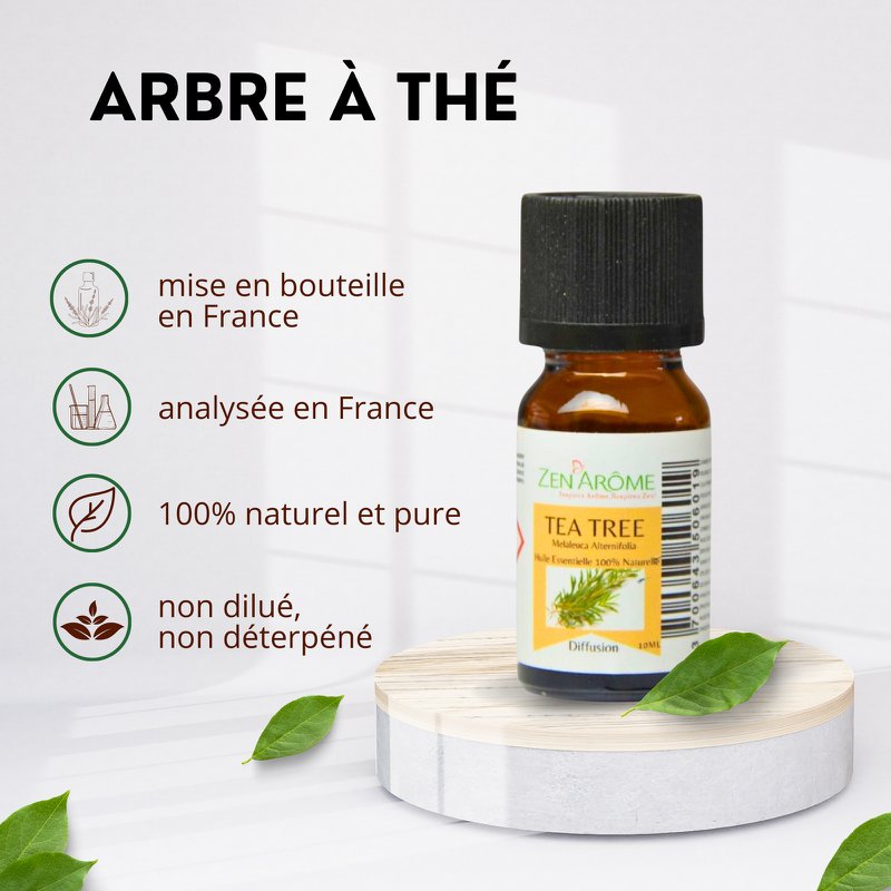 Aceite esencial - Árbol del té - 10 ml - Uso para difusión - Envasado en Francia
