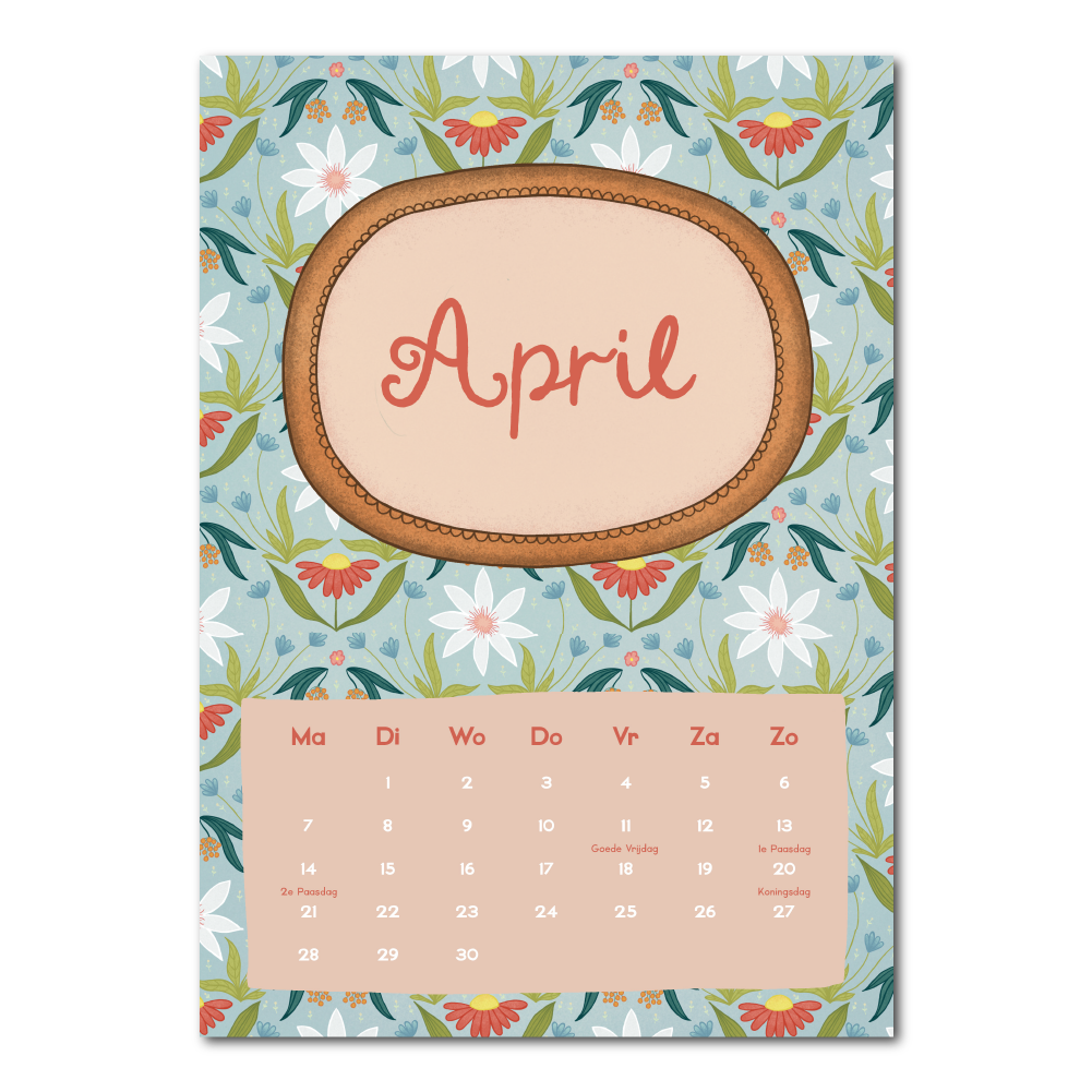 Muurkalender met bloemen 2025