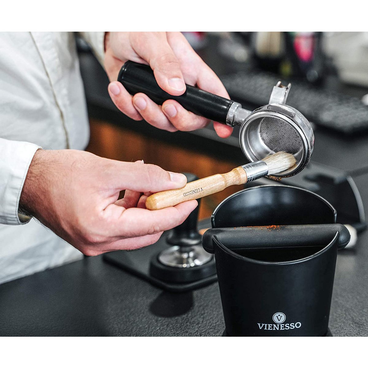 Cepillo de limpieza para molinillo de café, portafiltro o cafetera espresso