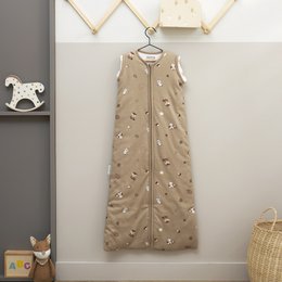 Sovepose 4-sæson interlock jersey Skovdyr Sand one size