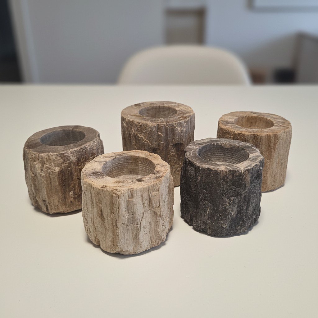 Petrified Wood Tealight Holder