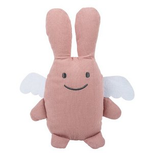 Schmusetuch Engel Hase Altrosa mit Rassel 20 cm Bio-Baumwolle