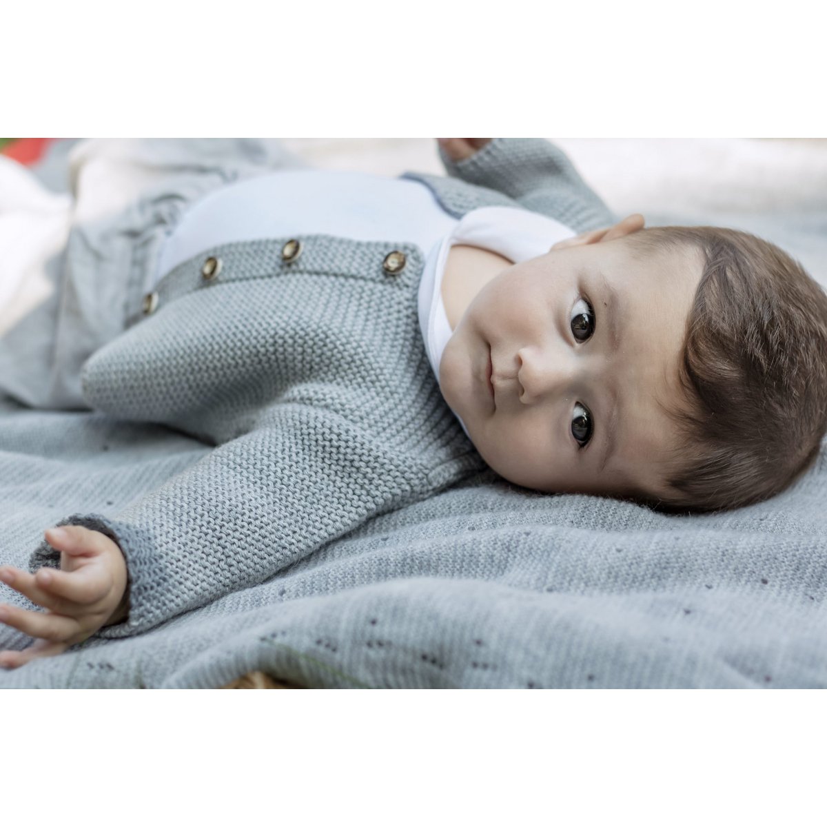 Cardigan for newborns and babies made from 100% finest merino wool - dolomite - the perfect gift for a birth