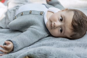 Cardigan for newborns and babies made from 100% finest merino wool - dolomite - the perfect gift for a birth