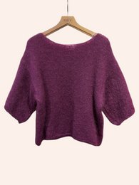 Pull col bateau manches 3/4 en 76% mohair et laine