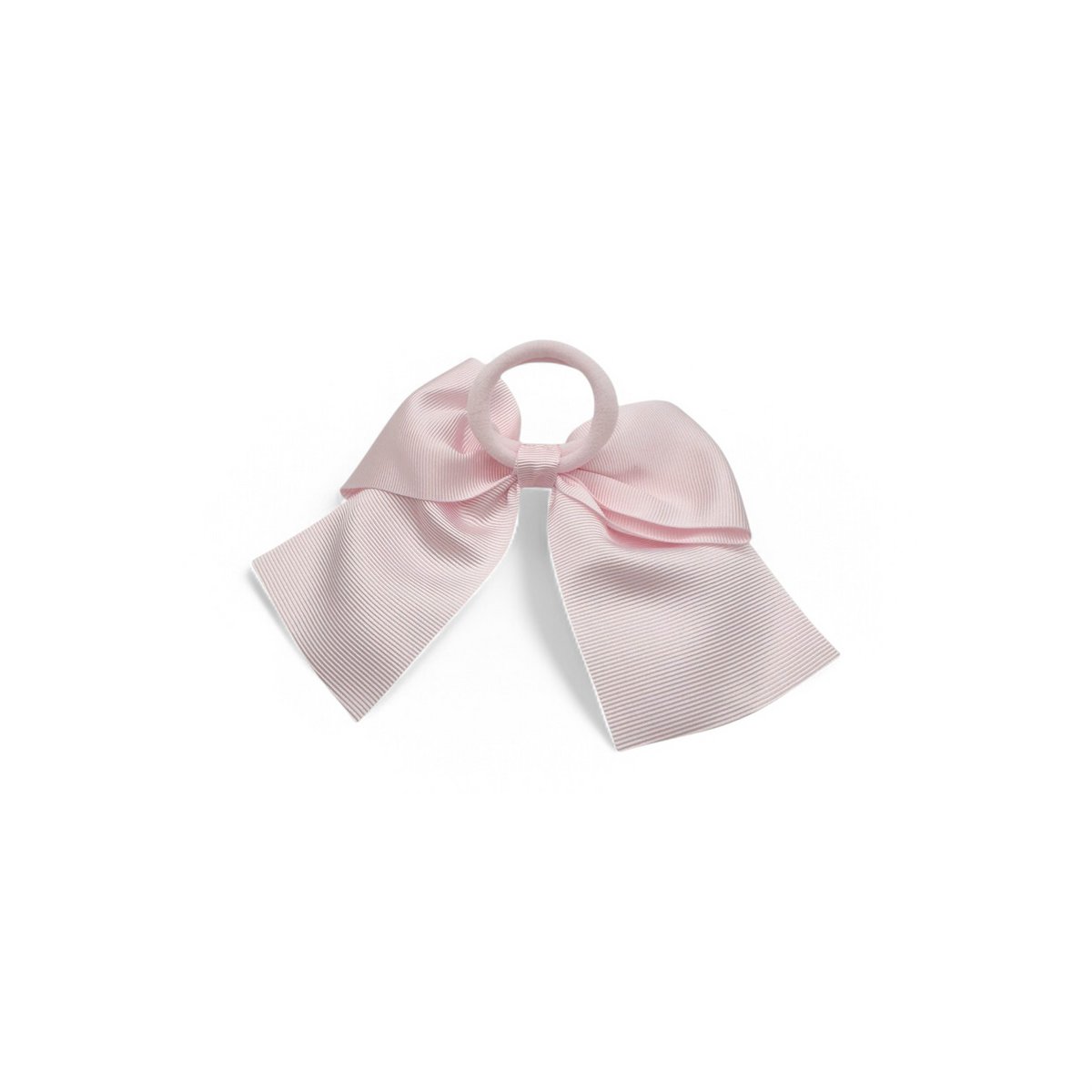Hair Bow with Acrylic Rubber Band - Grosgrain Ribbon - 11 x 9 cm - Pastel Pink