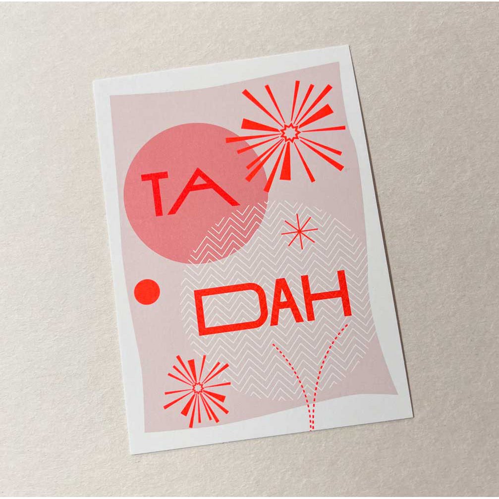 TA DAH - postcard with neon print