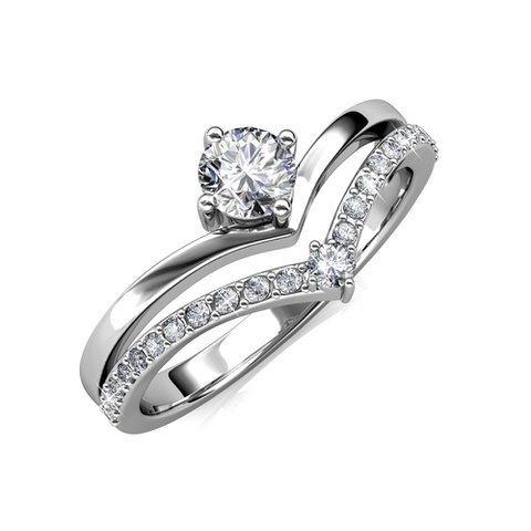 Bague Zinnia - Argenté et Cristal