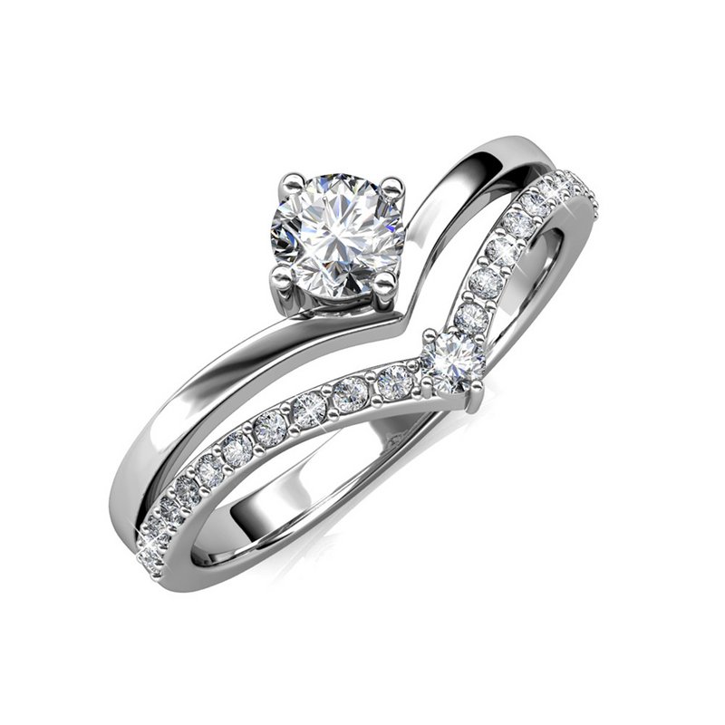 Bague Zinnia - Argenté et Cristal