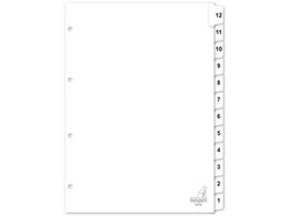 Tab Kangaro A4 numbers cardboard 190gsm 4r. 12pcs white