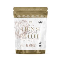 Whole bean coffee made from Lion's Mane mushroom, with a rich, earthy flavor. Organic, fair trade, and sustainably sourced.