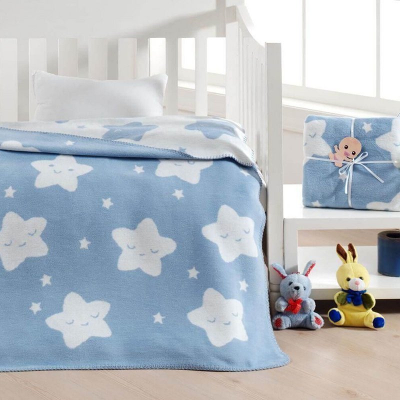 Star Cotton Babytæppe - Blå