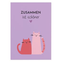 Postcard “Together is more beautiful” friendship card cat
