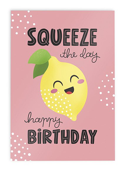 Cartolina d'auguri Kawaii Lemon // Squeeze The Day