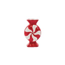 Flower Vase- Toffee Candy- -ceramic-Red/ White- 12x6,5x20cm